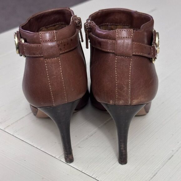 Coach Salene high heel ankle booties brown tan leather ginger 3.5 heel Size 8 - Picture 7 of 15